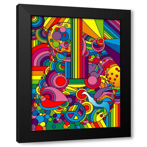 Pop_Art_Guitar_Motif_916 Black Modern Wood Framed Art Print with Double Matting by Green, Howie