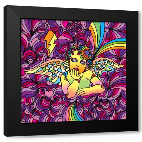 Pop-Art-Cherub-1 Black Modern Wood Framed Art Print with Double Matting by Green, Howie