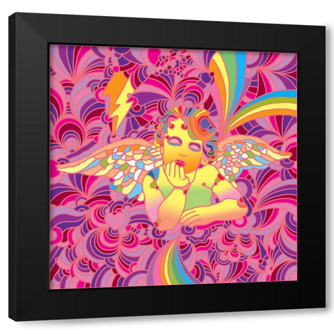 Pop-Art-Cherub-2 Black Modern Wood Framed Art Print with Double Matting by Green, Howie