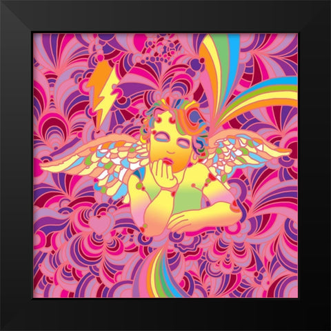 Pop-Art-Cherub-2 Black Modern Wood Framed Art Print by Green, Howie