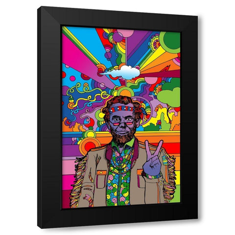 Psychedelic-Abe Black Modern Wood Framed Art Print by Green, Howie