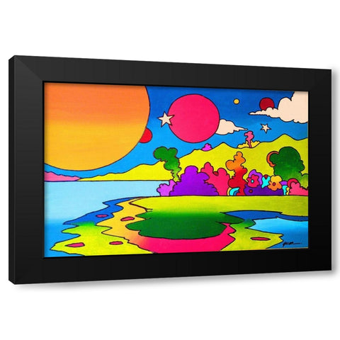 Pop Art Landscape 1216 Black Modern Wood Framed Art Print with Double Matting by Green, Howie