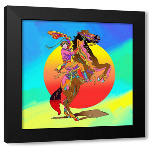 Pop-Art-Cowgirl Black Modern Wood Framed Art Print with Double Matting by Green, Howie