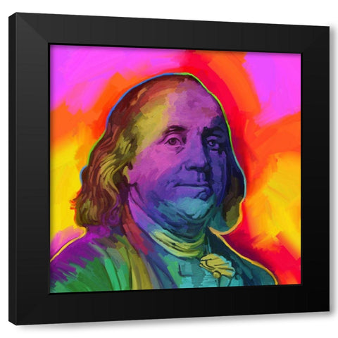Ben Franklin Pop Art Black Modern Wood Framed Art Print by Green, Howie