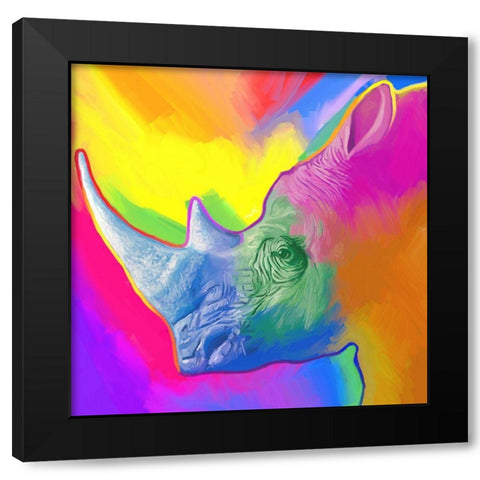 Rhino Pop Art Black Modern Wood Framed Art Print by Green, Howie