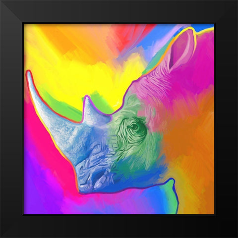 Rhino Pop Art Black Modern Wood Framed Art Print by Green, Howie