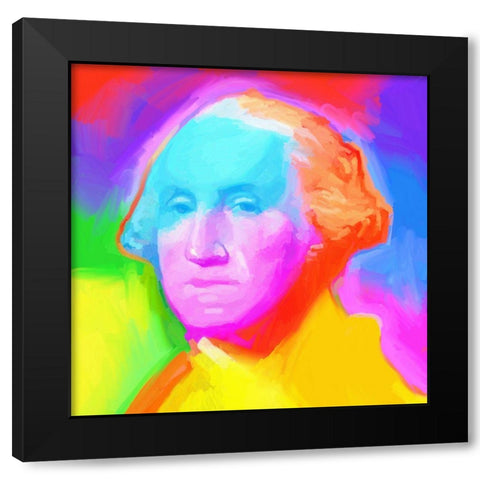 Washington Pop Art Black Modern Wood Framed Art Print by Green, Howie
