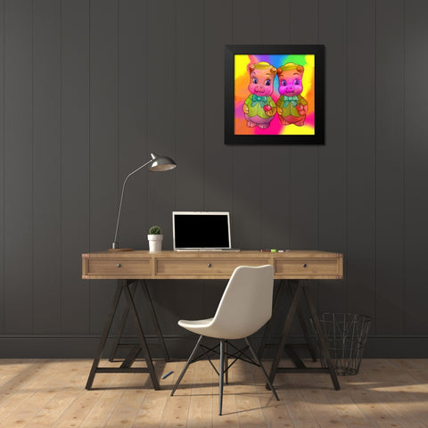 2 Piggies Black Modern Wood Framed Art Print by Green, Howie