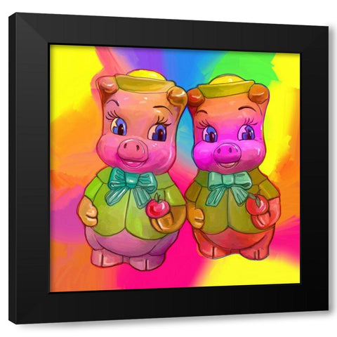 2 Piggies Black Modern Wood Framed Art Print by Green, Howie