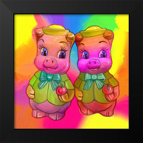2 Piggies Black Modern Wood Framed Art Print by Green, Howie