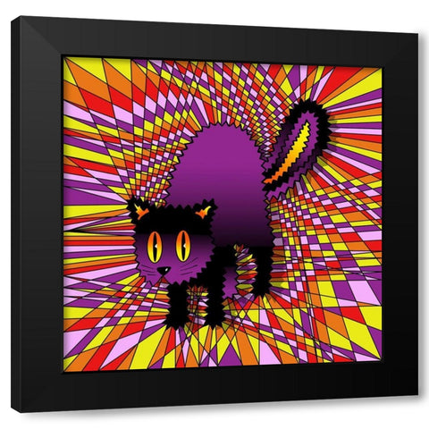 Spooky Cat Black Modern Wood Framed Art Print with Double Matting by Green, Howie