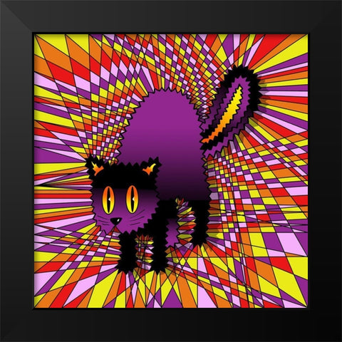 Spooky Cat Black Modern Wood Framed Art Print by Green, Howie