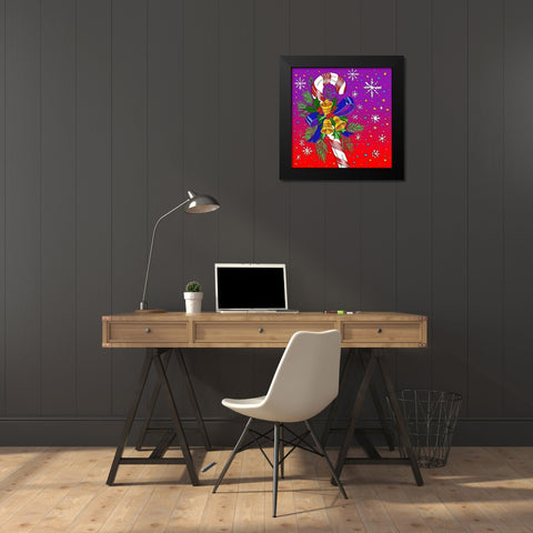 Candy Cane Bells Black Modern Wood Framed Art Print by Green, Howie