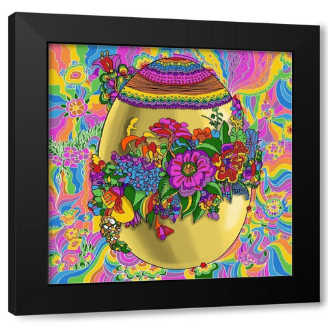 Easter Egg Flowers Black Modern Wood Framed Art Print with Double Matting by Green, Howie