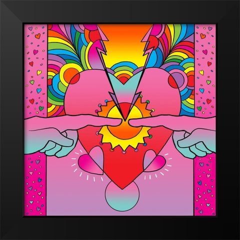 Hearts Touching Black Modern Wood Framed Art Print by Green, Howie