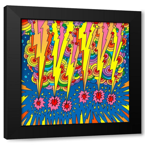 Lightning Strikes Black Modern Wood Framed Art Print by Green, Howie