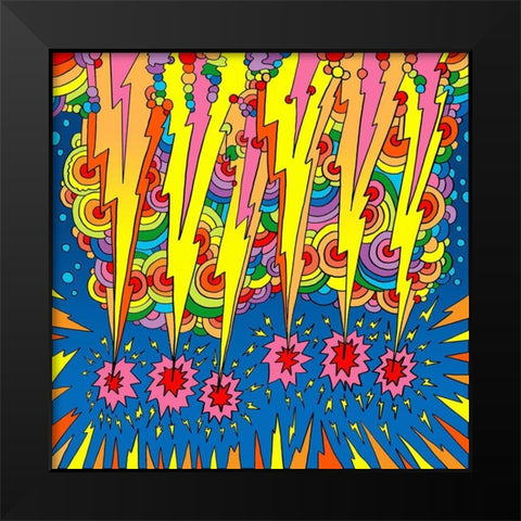 Lightning Strikes Black Modern Wood Framed Art Print by Green, Howie