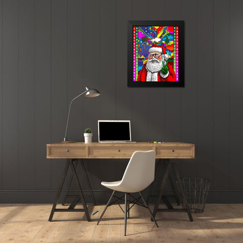 Santa Peace Black Modern Wood Framed Art Print by Green, Howie