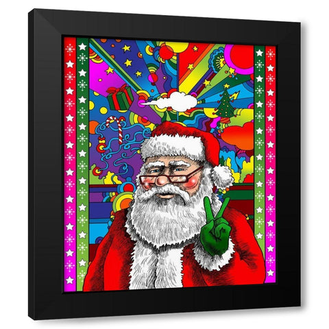 Santa Peace Black Modern Wood Framed Art Print by Green, Howie
