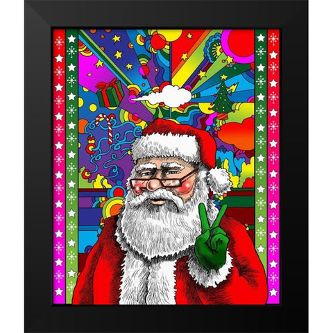Santa Peace Black Modern Wood Framed Art Print by Green, Howie