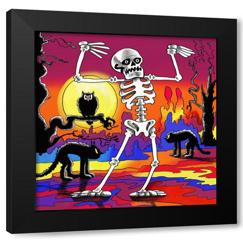 Skeleton Dance Black Modern Wood Framed Art Print by Green, Howie