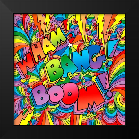 Wham Bang Boom Black Modern Wood Framed Art Print by Green, Howie