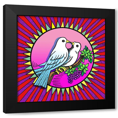 Love Birds Black Modern Wood Framed Art Print with Double Matting by Green, Howie