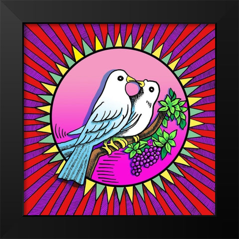 Love Birds Black Modern Wood Framed Art Print by Green, Howie