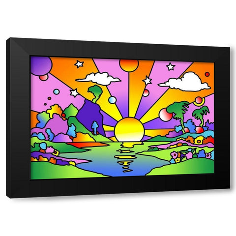 Pop Art Sunrise 1218 Black Modern Wood Framed Art Print by Green, Howie