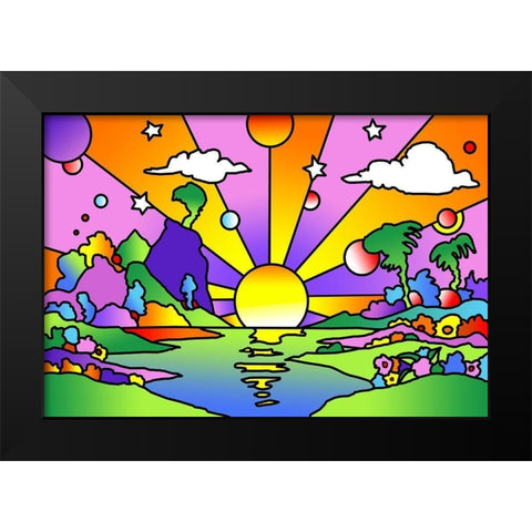 Pop Art Sunrise 1218 Black Modern Wood Framed Art Print by Green, Howie