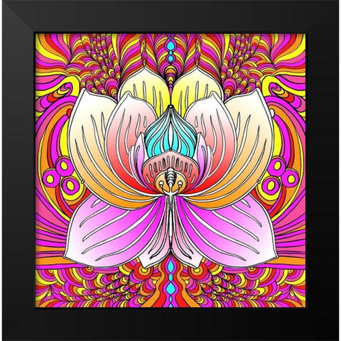 Lotus Flower 2 Black Modern Wood Framed Art Print by Green, Howie