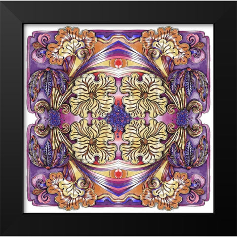 Lotus Flower Kalidescope Black Modern Wood Framed Art Print by Green, Howie