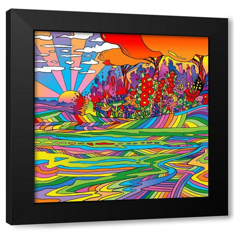 Pop Art Landscape Bayou Black Modern Wood Framed Art Print with Double Matting by Green, Howie