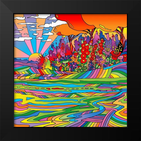 Pop Art Landscape Bayou Black Modern Wood Framed Art Print by Green, Howie