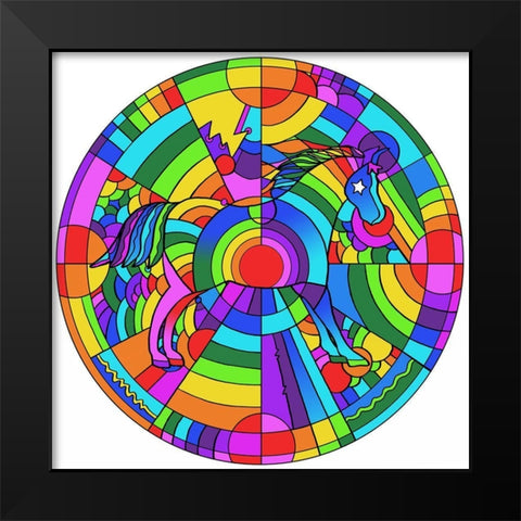 Pop Art Pony Circle Black Modern Wood Framed Art Print by Green, Howie