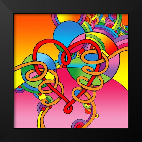 Pop Art Wrapped Heart Black Modern Wood Framed Art Print by Green, Howie