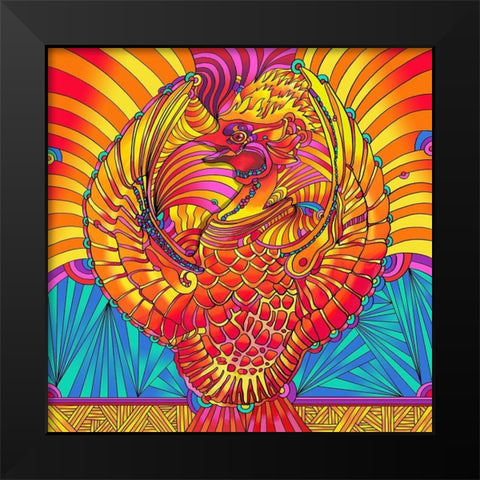 Firebird Phoenix Black Modern Wood Framed Art Print by Green, Howie