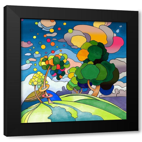 Pop Art Landscape 1019 Black Modern Wood Framed Art Print with Double Matting by Green, Howie