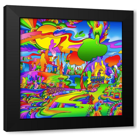 Umbrella Man Landscape 1119 Black Modern Wood Framed Art Print by Green, Howie