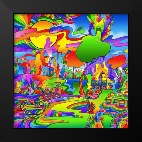 Umbrella Man Landscape 1119 Black Modern Wood Framed Art Print by Green, Howie