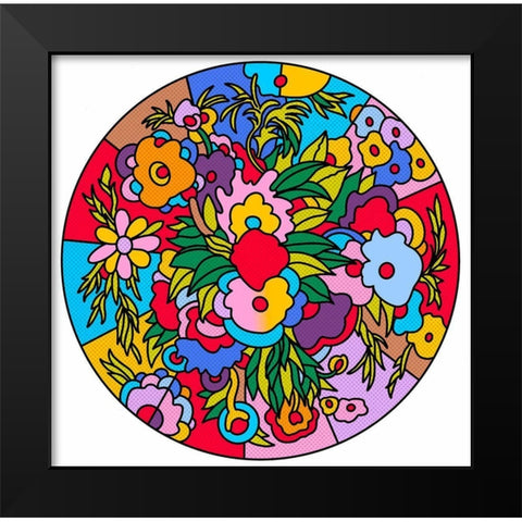 Circle Flowers 6201 Black Modern Wood Framed Art Print by Green, Howie