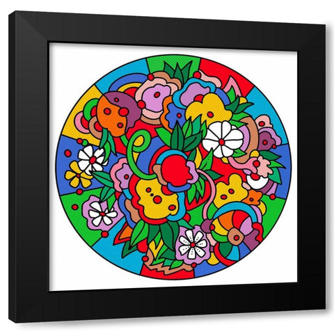 Circle Flowers 6203 Black Modern Wood Framed Art Print with Double Matting by Green, Howie