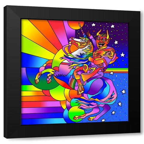 Devil Unicorn Black Modern Wood Framed Art Print by Green, Howie