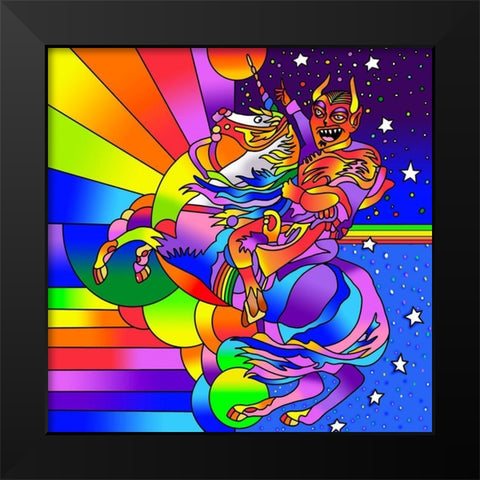 Devil Unicorn Black Modern Wood Framed Art Print by Green, Howie