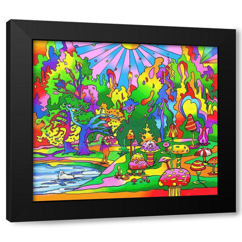 Swan Park Black Modern Wood Framed Art Print by Green, Howie