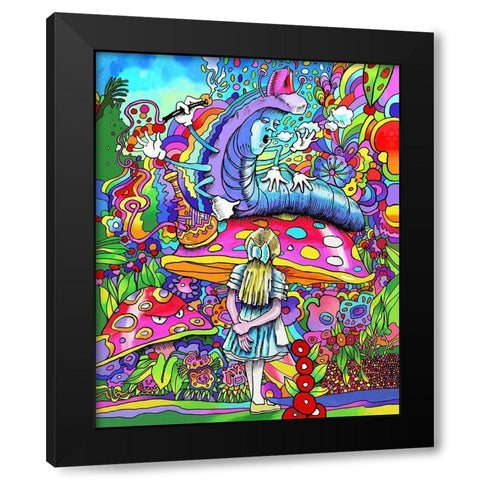Caterpillar Alice portrait Black Modern Wood Framed Art Print with Double Matting by Green, Howie