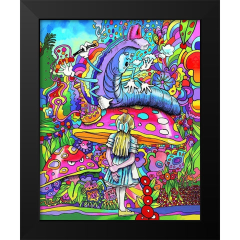 Caterpillar Alice portrait Black Modern Wood Framed Art Print by Green, Howie