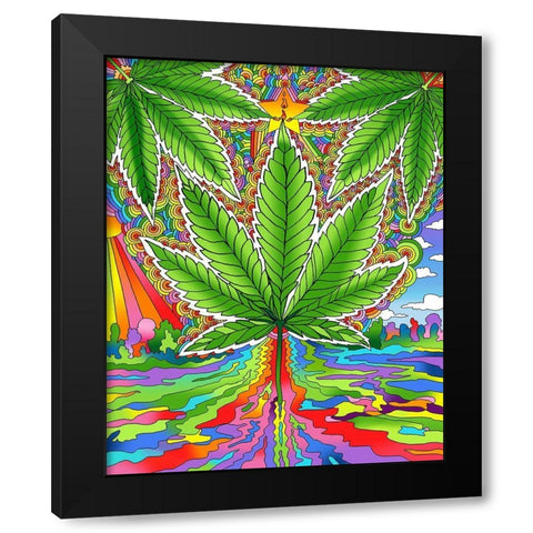 Pot Leaf 2 Black Modern Wood Framed Art Print by Green, Howie