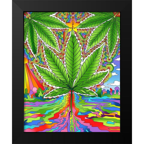 Pot Leaf 2 Black Modern Wood Framed Art Print by Green, Howie