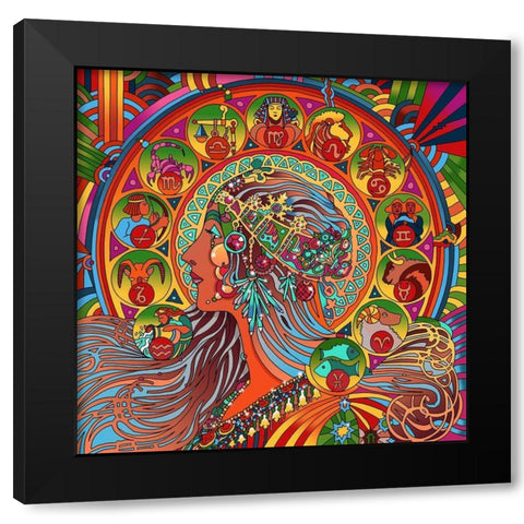 Astrology Queen Black Modern Wood Framed Art Print by Green, Howie